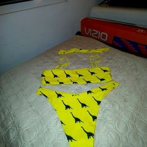 Summer Sale NWT Zaful yellow large dinosaur bikini